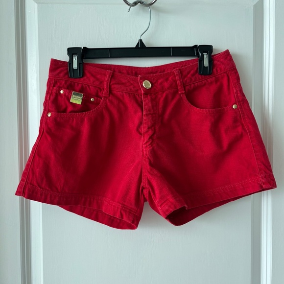 Studio F Jeans Distressed Denim Shorts – Red & Light Pink (Size 8) - Picture 8 of 12